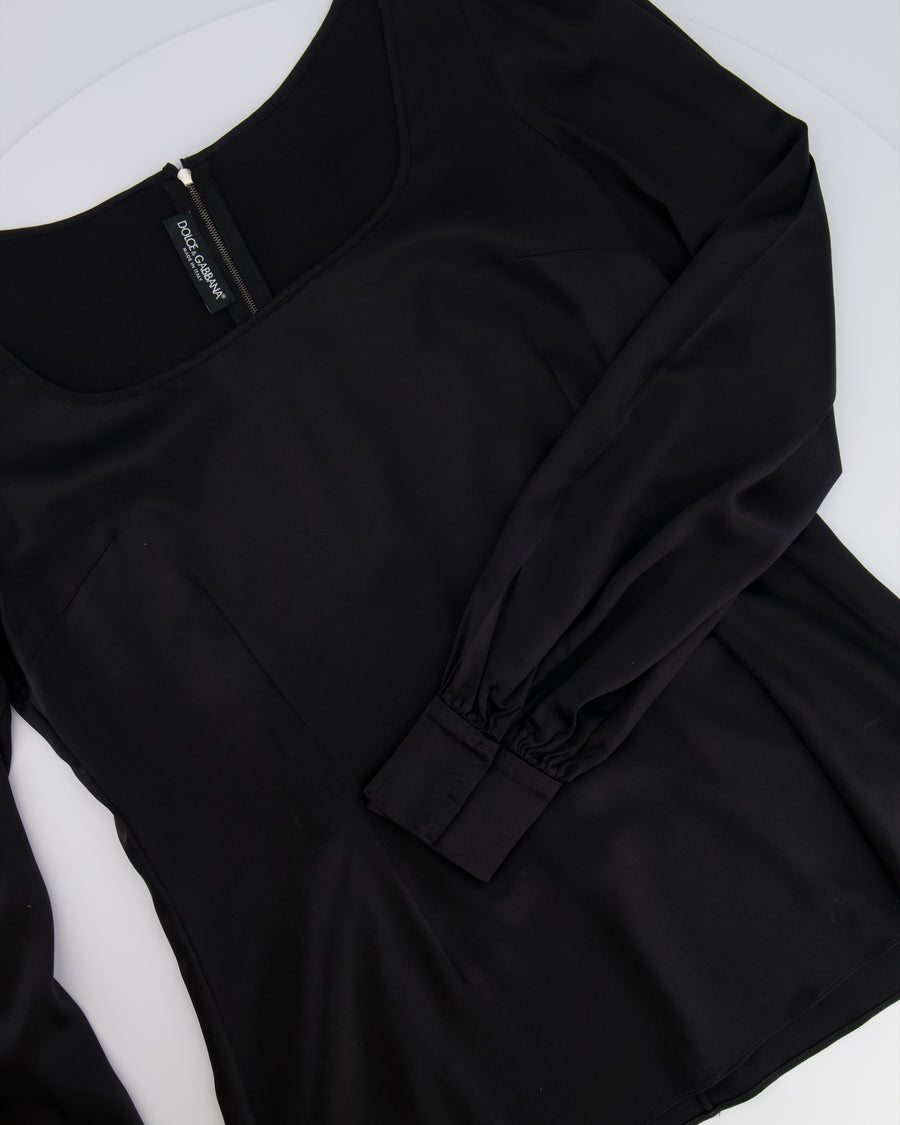 Dolce & Gabbana Black Silk Long-Sleeved Top Size IT 44 (UK 12)