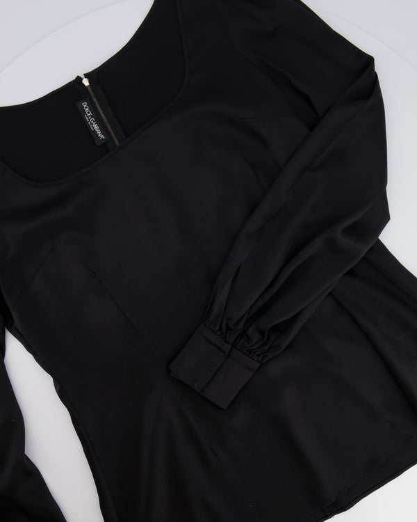 Dolce & Gabbana Black Silk Long-Sleeved Top Size IT 44 (UK 12)