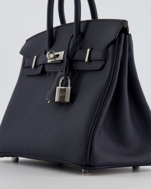 *RARE* Hermès Birkin 25 Retourne Bag in Bleu Nuit Togo Leather with Palladium Hardware