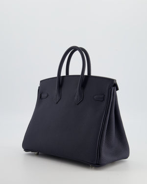*RARE* Hermès Birkin 25 Retourne Bag in Bleu Nuit Togo Leather with Palladium Hardware