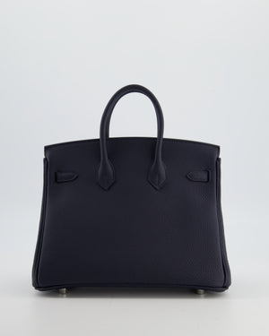 *RARE* Hermès Birkin 25 Retourne Bag in Bleu Nuit Togo Leather with Palladium Hardware