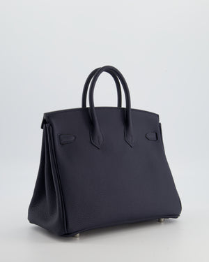 *RARE* Hermès Birkin 25 Retourne Bag in Bleu Nuit Togo Leather with Palladium Hardware