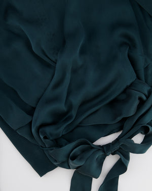 Zimmermann Dark Green Silk Long-Sleeved Wrap Top Size 2 (UK 12)