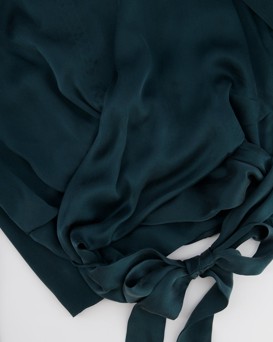 Zimmermann Dark Green Silk Long-Sleeved Wrap Top Size 2 (UK 12)
