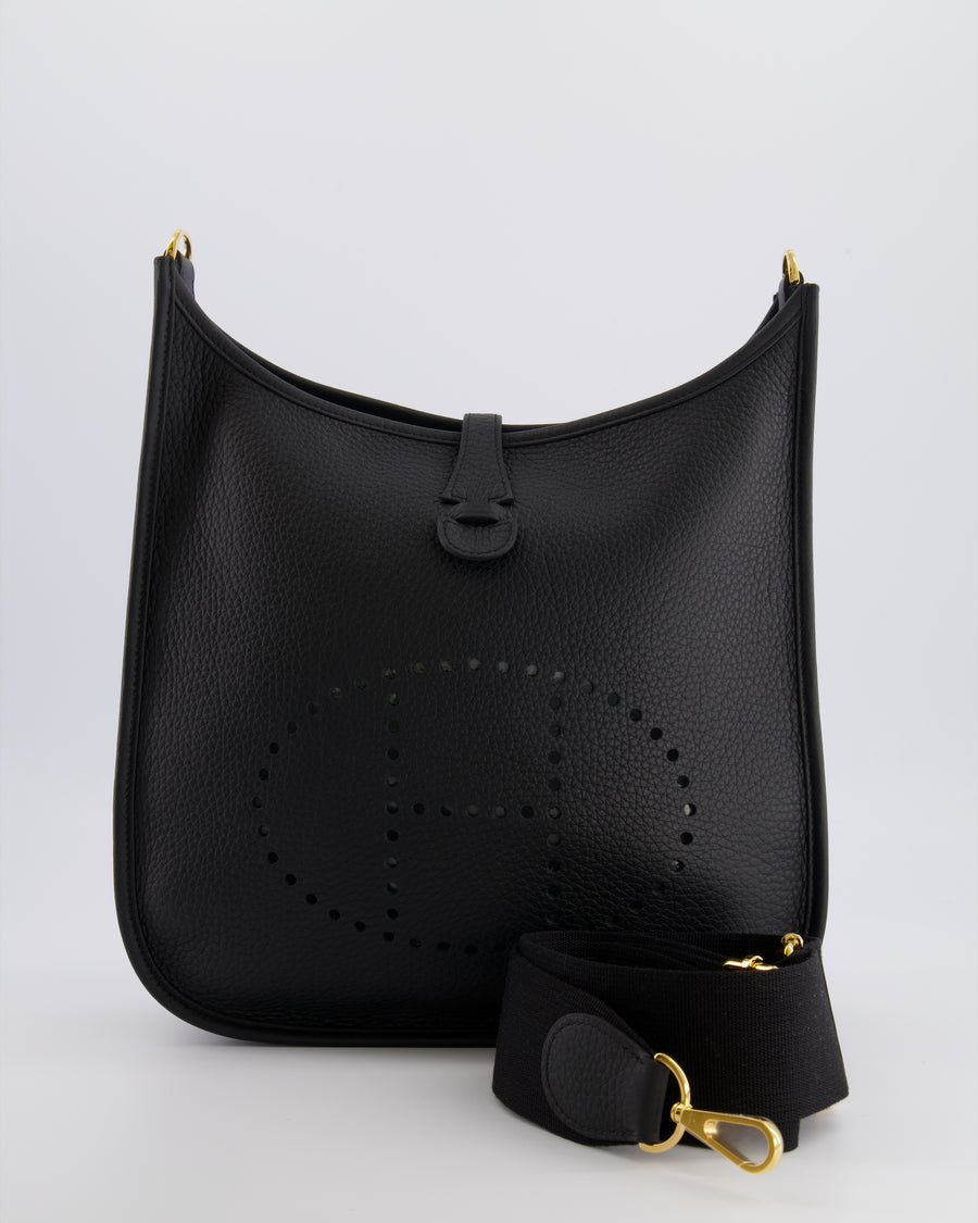 Hermès Evelyne III 29 Bag in Black Taurillon Clemence Leather with Gold Hardware