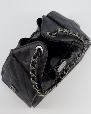 *RARE* Chanel Small 25 Handbag in Black Caviar Leather with Ruthenium Hardware