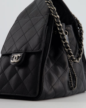 *RARE* Chanel Small 25 Handbag in Black Caviar Leather with Ruthenium Hardware