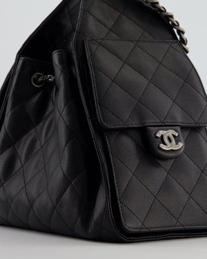 *RARE* Chanel Small 25 Handbag in Black Caviar Leather with Ruthenium Hardware