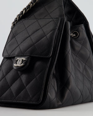 *RARE* Chanel Small 25 Handbag in Black Caviar Leather with Ruthenium Hardware