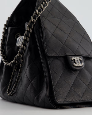 *RARE* Chanel Small 25 Handbag in Black Caviar Leather with Ruthenium Hardware