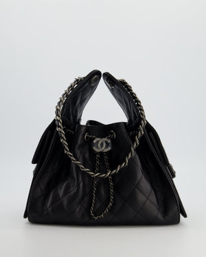 *RARE* Chanel Small 25 Handbag in Black Caviar Leather with Ruthenium Hardware