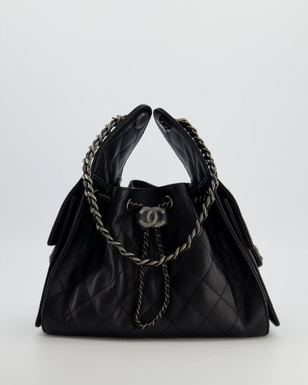 *RARE* Chanel Small 25 Handbag in Black Caviar Leather with Ruthenium Hardware