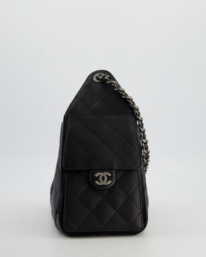 *RARE* Chanel Small 25 Handbag in Black Caviar Leather with Ruthenium Hardware