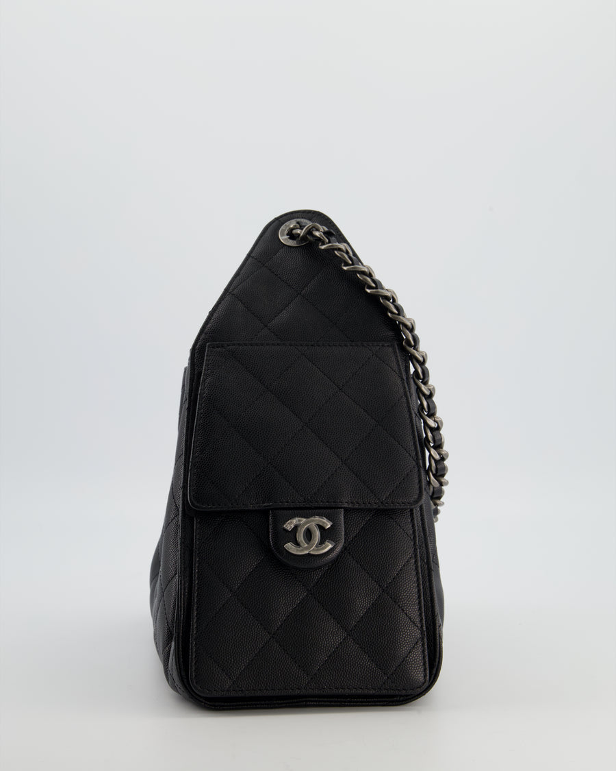 *RARE* Chanel Small 25 Handbag in Black Caviar Leather with Ruthenium Hardware