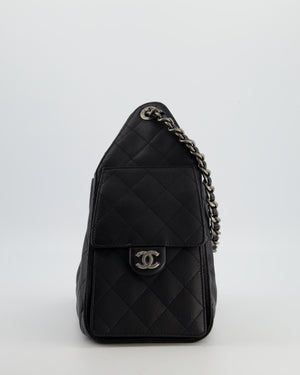 *RARE* Chanel Small 25 Handbag in Black Caviar Leather with Ruthenium Hardware
