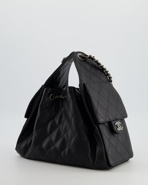 *RARE* Chanel Small 25 Handbag in Black Caviar Leather with Ruthenium Hardware