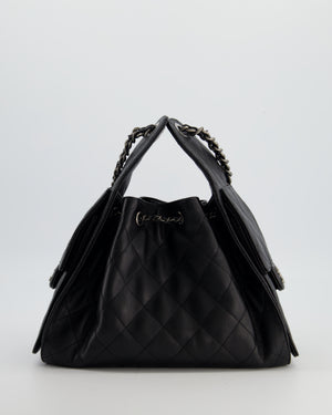 *RARE* Chanel Small 25 Handbag in Black Caviar Leather with Ruthenium Hardware