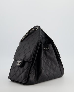 *RARE* Chanel Small 25 Handbag in Black Caviar Leather with Ruthenium Hardware