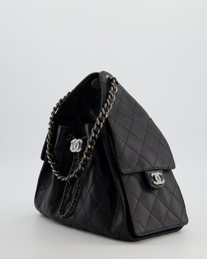 *RARE* Chanel Small 25 Handbag in Black Caviar Leather with Ruthenium Hardware
