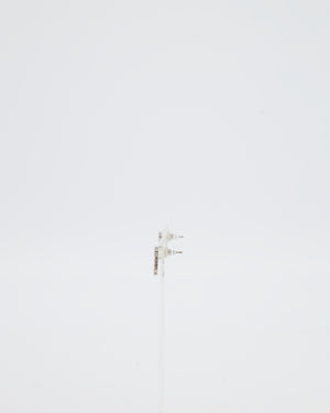 Chanel 21B Silver Small CC Earrings with Crystal Details