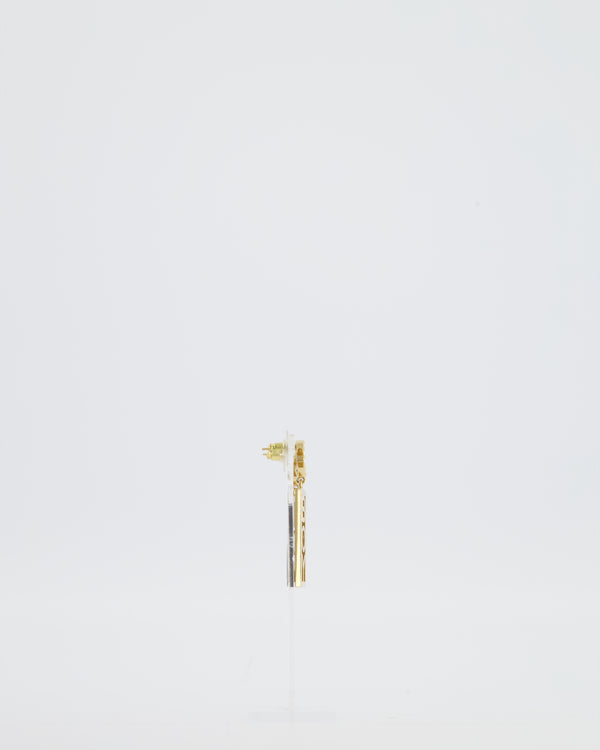 Chanel 22P Gold Crystal CC Earrings Drop BOY Pendant