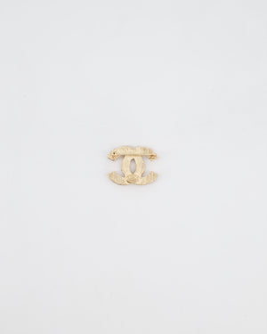 Chanel 10A Champagne Gold, Cream and Black CC Brooch with Silver Crystal Detail