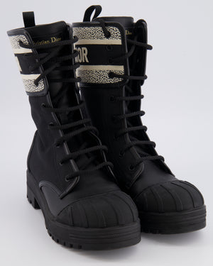 Christian Dior Black D-Major Boots with White Logo Strip Size EU 38 RRP £1,590