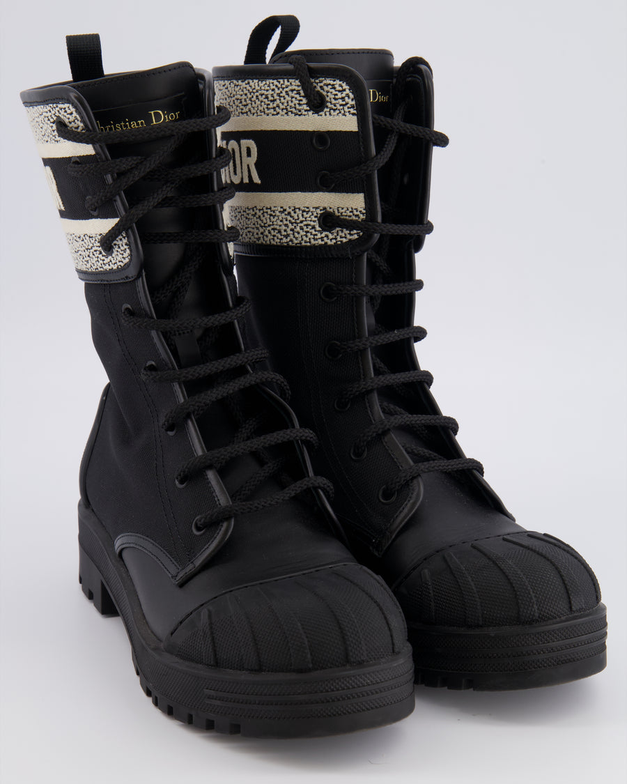 Christian Dior Black D-Major Boots with White Logo Strip Size EU 38 RRP £1,590