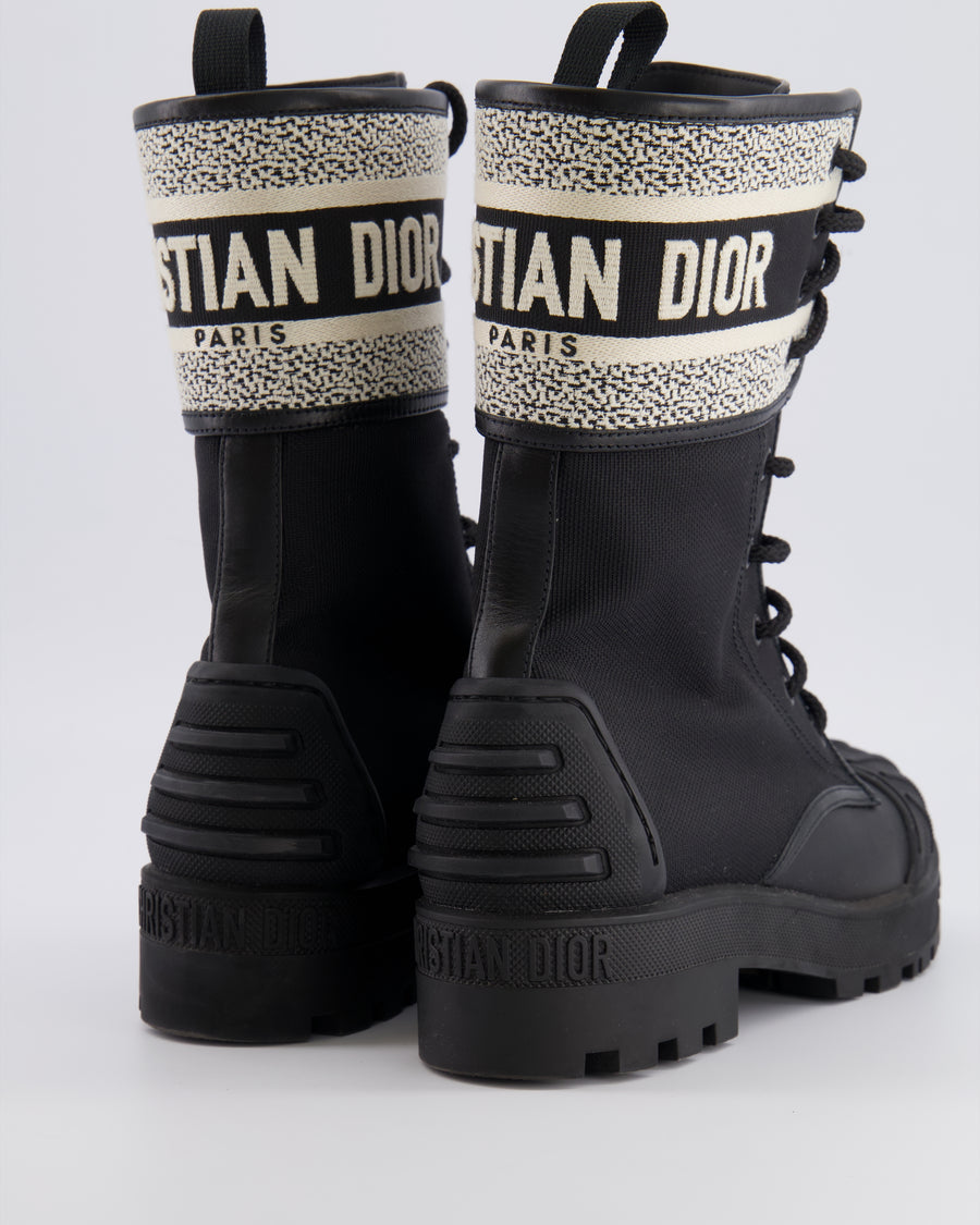 Christian Dior Black D-Major Boots with White Logo Strip Size EU 38 RRP £1,590