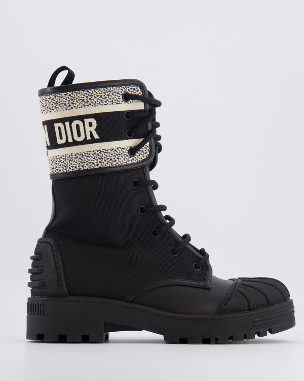 Christian Dior Black D-Major Boots with White Logo Strip Size EU 38 RRP £1,590