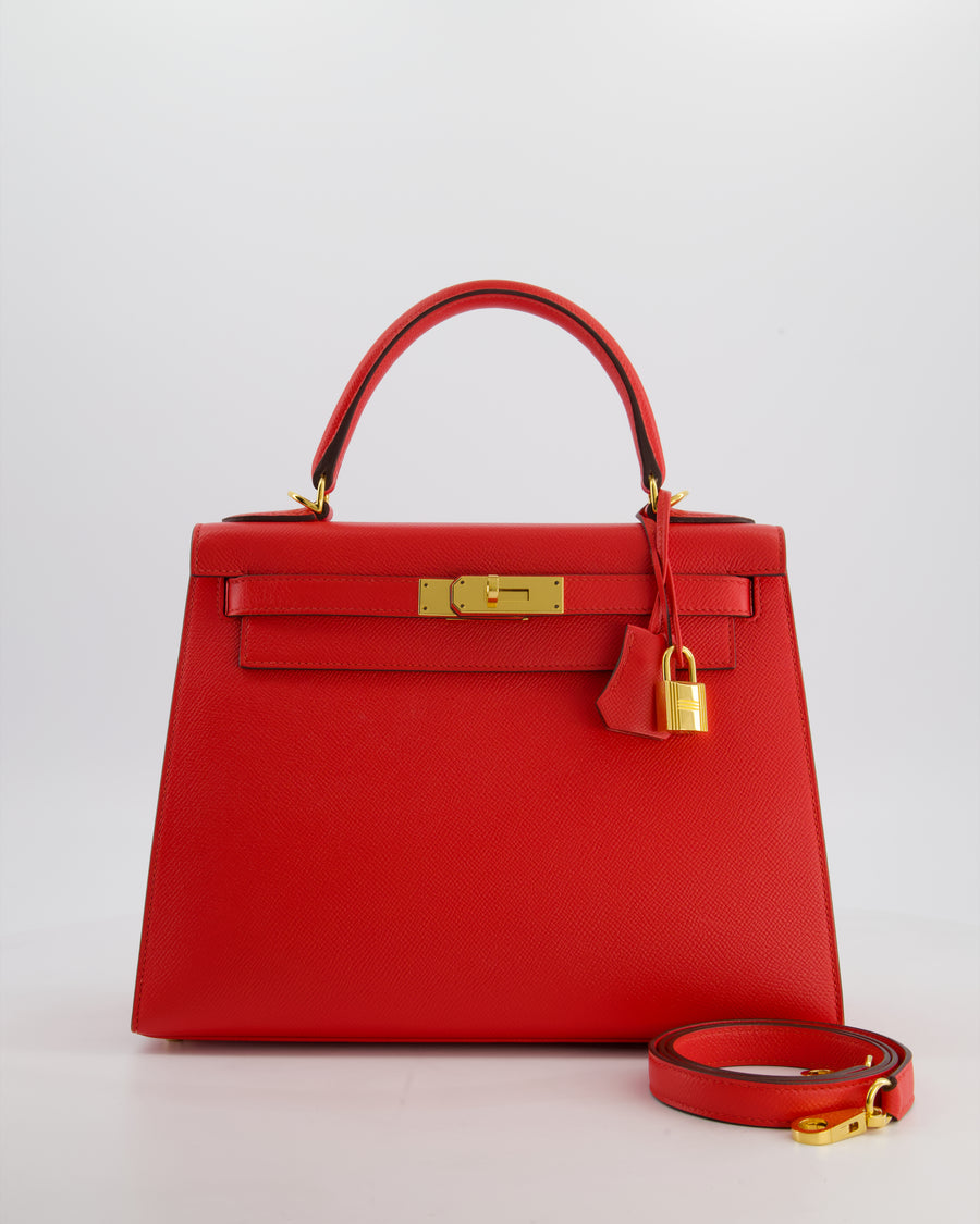 Hermès Kelly 28 Sellier Bag in Rouge De Coeur Epsom Leather with Gold Hardware