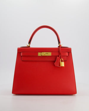 Hermès Kelly 28 Sellier Bag in Rouge De Coeur Epsom Leather with Gold Hardware