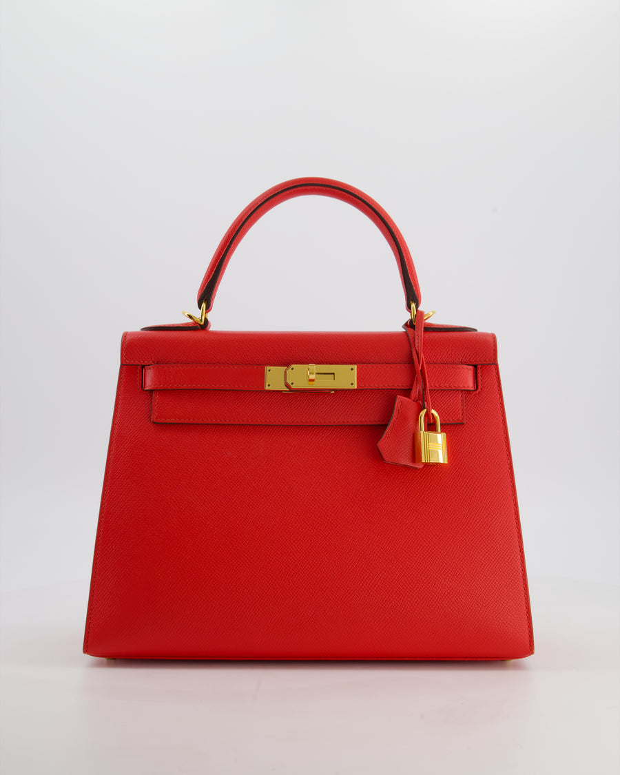 Hermès Kelly 28 Sellier Bag in Rouge De Coeur Epsom Leather with Gold Hardware
