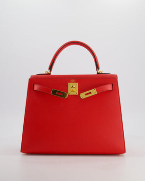 Hermès Kelly 28 Sellier Bag in Rouge De Coeur Epsom Leather with Gold Hardware