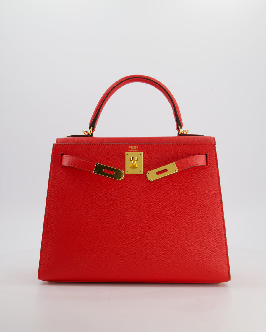Hermès Kelly 28 Sellier Bag in Rouge De Coeur Epsom Leather with Gold Hardware