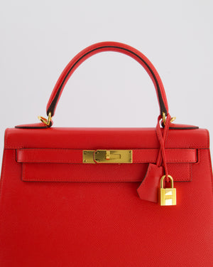 Hermès Kelly 28 Sellier Bag in Rouge De Coeur Epsom Leather with Gold Hardware