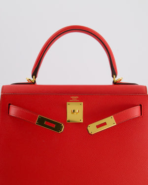 Hermès Kelly 28 Sellier Bag in Rouge De Coeur Epsom Leather with Gold Hardware