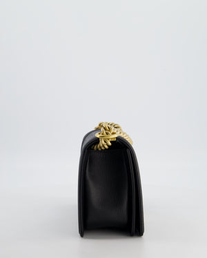Chanel Medium Black Boy Bag in Caviar Leather with Brushed Gold Hardware