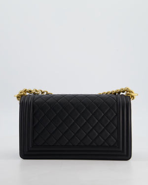 Chanel Medium Black Boy Bag in Caviar Leather with Brushed Gold Hardware