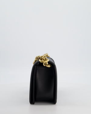Chanel Medium Black Boy Bag in Caviar Leather with Brushed Gold Hardware