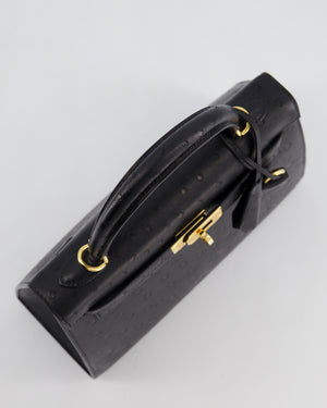*SUPER RARE* Hermès Kelly 25 Sellier Bag in Noir Ostrich Leather with Gold Hardware