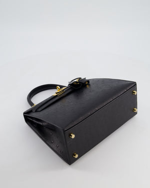 *SUPER RARE* Hermès Kelly 25 Sellier Bag in Noir Ostrich Leather with Gold Hardware