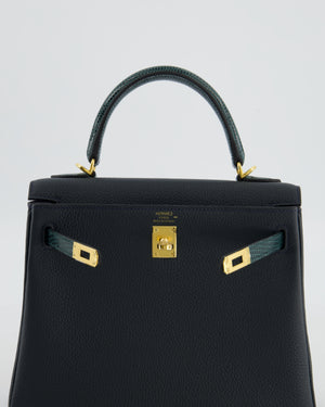 *SUPER RARE* Hermès Kelly 25 Touch Retourne Bag in Vert Rousseau and Vert Cypres in Togo and Lizard Leather with Gold Hardware