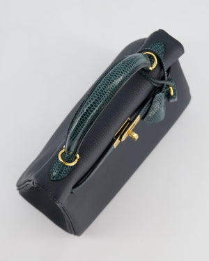 *SUPER RARE* Hermès Kelly 25 Touch Retourne Bag in Vert Rousseau and Vert Cypres in Togo and Lizard Leather with Gold Hardware