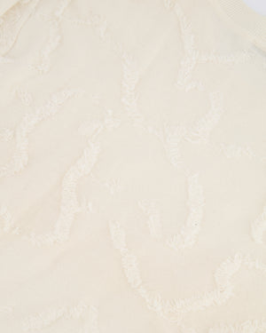 Christian Dior Cream Cashmere Jumper with Back Logo and Frayed Textured Details Size FR 34 (UK 6)