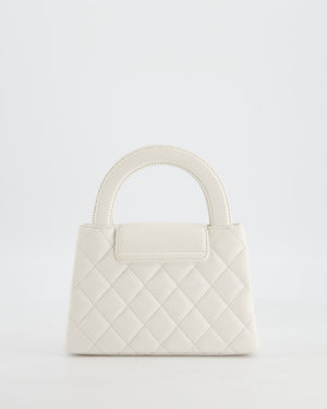 Chanel White Small Mini Kelly Shopping Bag in Shiny Calfskin Leather with Antique Gold Hardware