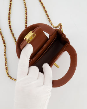 Chanel Brown Nano Mini Kelly Shopping Bag in Aged Calfskin Leather with Brushed Antique Gold Hardware