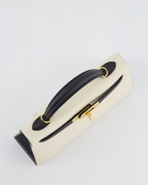*SUPER RARE* Hermès HSS Mini Kelly II 20 Bag in Craie & Noir Epsom Leather with Tone On Tone Stitching and Gold Hardware