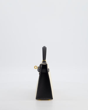 *SUPER RARE* Hermès HSS Mini Kelly II 20 Bag in Craie & Noir Epsom Leather with Tone On Tone Stitching and Gold Hardware