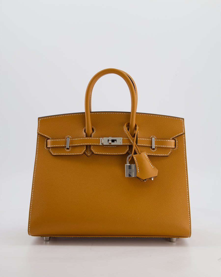 Hermès Birkin 25 Sellier Bag in Toffee Epsom Leather with Palladium Hardware